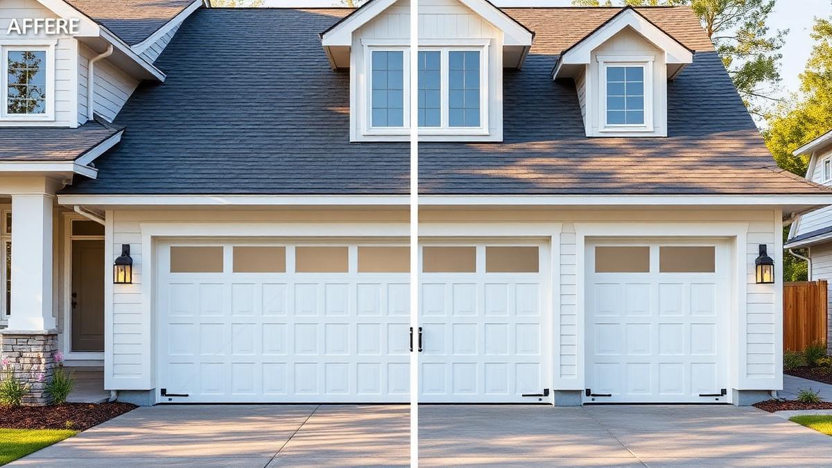 Professional garage door installation before and after in Westfield Center